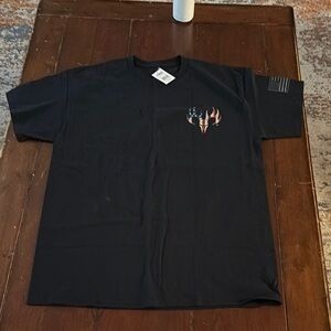 Gildan Black Short Sleeve Tee with Flag Design